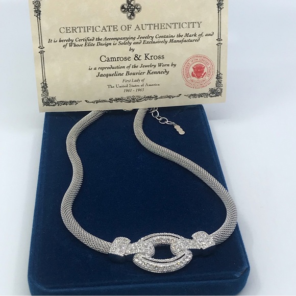 Camrose & Kross Rhodium Plated Mesh Necklace With Crystal JBK - Picture 4 of 9